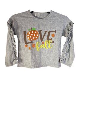Toddler Girls Love Fall Ruffled Sleeve Top 5/6 xl